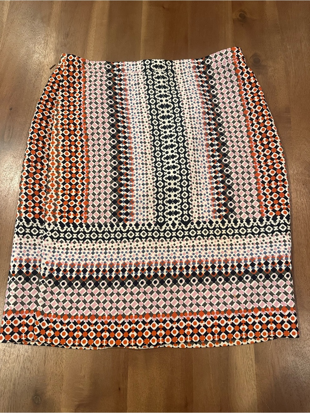 J. Crew Pink, Orange & Black Geometric Pencil Skirt